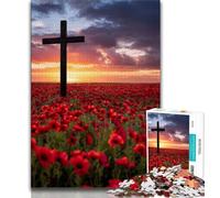 Puzzle per adulti 1000 puzzle a croce di papaveri gioco stimolante ideale come regalo per tutta la famiglia 38x26cm