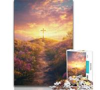 Puzzle per adulti 1000 puzzle a forma di croce con fiori per adolescenti, giochi divertenti per famiglie, ideali come regalo per tutta la famiglia (dimensioni 38x26cm)