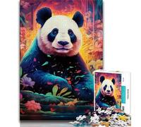 Puzzle per adulti 1000 puzzle artistici a forma di panda, gioco stimolante e gioco per famiglie con poster abbinato e foglio di quiz (38x26cm)