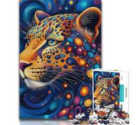 Puzzle per adulti 1000 puzzle artistici leopardo, giocattoli educativi per l'apprendimento, giochi per famiglie adatti per la decorazione del desktop 75x50cm