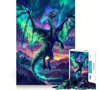 Puzzle per adulti 1000 Puzzle Aurora Serafino Drago Bordo pulito Gioco Logica Puzzle Gioco lento Divertente Scena di Natale Illustrazione (38x26cm)