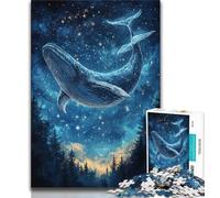 Puzzle per adulti 1000 puzzle Balene sotto il cielo stellato, sfida difficile antistress, regali di Babbo Natale segreto per età dai 14 anni in su 38x26cm