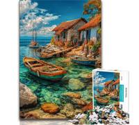 Puzzle per adulti 1000 puzzle Barche su un'isola turistica, gioco educativo per famiglie, decorazione da parete, regali unici per compleanno e Natale, 75x50cm