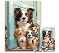 Puzzle per adulti 1000 puzzle Border Collie Family Puzzle antistress per ammazzare il tempo in casa, un'opera d'arte per bambini dai 14 anni in su, 50x75cm