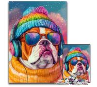 Puzzle per adulti 1000 puzzle Bulldog che ascoltano musica Puzzle educativo per l'apprendimento Giocattoli, ideali come regali per tutta la famiglia per età 14+ 26X38CM
