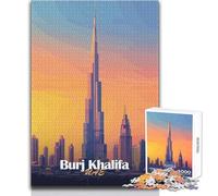 Puzzle per adulti 1000 puzzle Burj Khalifa Skyline Bellissimo design Gioco Decorazione d'arte per la casa Regalo per compleanni Dimensioni 50x75cm
