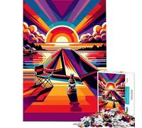 Puzzle per adulti 1000 puzzle Campeggio Tramonto Wpap Popart Giochi divertenti per giochi educativi Sfida Giocattolo Ottimi regali e giocattoli Decorazione murale (Dimensioni 38x52cm)