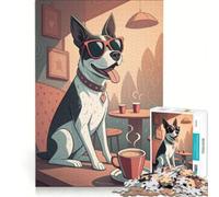 Puzzle per adulti 1000 Puzzle Cane simpatico al bar, Giochi divertenti, Allena la mente e le mani, Rafforza l'amore tra le coppie 38x52cm