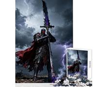 Puzzle per adulti 1000 puzzle Cavaliere oscuro con spada enigmatica Giocattolo educativo Regalo di compleanno Gioco pratico con poster abbinato e foglio di quiz Dimensioni 38x26cm