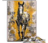 Puzzle per adulti 1000 puzzle Cavallo nero dorato, educativo e didattico, ideale come regalo per tutta la famiglia (dimensioni 50x75cm)