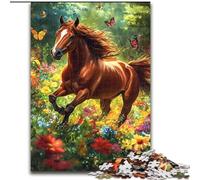 Puzzle per adulti 1000 puzzle cavallo tra i fiori, antistress Staycation Kill Time Enhance Love between Couples 50 x 75 cm