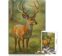 Puzzle per adulti 1000 puzzle Cervo nella foresta Dipinto Bellissimo design Gioco Decorazione d'arte per la casa Regalo per compleanni Dimensioni 38x26cm