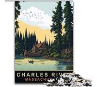 Puzzle per adulti 1000 puzzle Charles River MA, giocattoli educativi per l'apprendimento, giochi per famiglie, adatti per la decorazione del desktop, 38x26cm