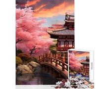 Puzzle per adulti 1000 puzzle Cherry Blossom Japan House Toy Wall Decor Ottimi regali e giocattoli per giochi educativi con poster abbinato e foglio di quiz Dimensioni 38x52cm