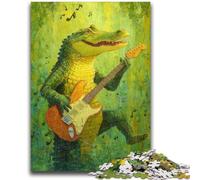 Puzzle per adulti 1000 puzzle coccodrillo che suona la chitarra aiuta il cervello a esercitare giocattoli avvincenti per coltivare la pazienza decorazione perfetta 50x75cm