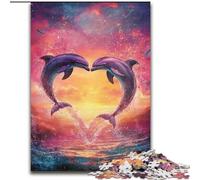 Puzzle per adulti 1000 puzzle coppia delfino, antistress Staycation Kill Time Enhance Love between Couples 50 x 75 cm