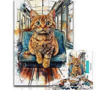 Puzzle per adulti 1000 puzzle del gatto sull'autobus per adolescenti gioco stimolante ideale come regalo per tutta la famiglia 75x50cm