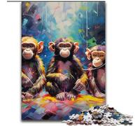 Puzzle per adulti 1000 puzzle di animali e tre scimmie per adulti, dimensioni 50x75cm, rompicapo e decorazioni per la casa, regalo perfetto per le feste.