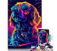 Puzzle per adulti 1000 puzzle di cani al neon per adulti, antistress, sfida difficile, adatti per la decorazione della scrivania (dimensioni 38x26cm)
