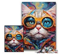 Puzzle per adulti 1000 puzzle di cartone colorati con gatti artistici 26x38cm, Halloween, Pasqua, Capodanno
