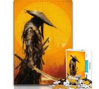 Puzzle per adulti 1000 puzzle di guerra con guerrieri samurai al neon per adulti, educativi e di apprendimento, ideali come regalo per tutta la famiglia (dimensioni 38x26cm)