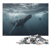 Puzzle per adulti 1000 puzzle di incontro subacqueo con balene e subacquei per adulti Puzzle in legno Puzzle rompicapo per adulti 1000 pezzi (75x50 cm)