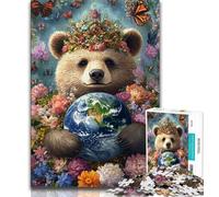 Puzzle per adulti 1000 puzzle di orsacchiotti che tengono la terra per adolescenti gioco stimolante ideale come regalo per tutta la famiglia 26x38cm