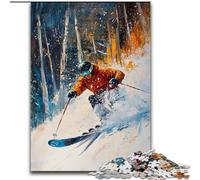 Puzzle per adulti 1000 puzzle di sciatori, rompicapo stimolante, attività per famiglie, arredamento per la casa, regalo di Natale dimensioni 50x75cm