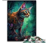 Puzzle per adulti 1000 puzzle di stregoneria del gatto della savana in legno, intrattenimento rilassante, regalo di Natale perfetto e decorazione per la casa 1000 pezzi(50x75cm)