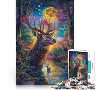 Puzzle per adulti 1000 puzzle “Dipingere a colori i cervi” Fatto di legno，da 14 anni in su Giocattoli per la decorazione della casa Regalo di compleanno di Natale。misurare：50x75cm