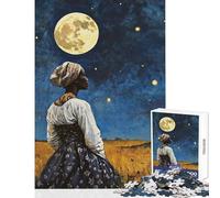 Puzzle per adulti 1000 puzzle Donna che osserva la luna Decorazione per la casa Giocattoli Idee regalo Gioco pratico Collezione di artisti,Belle arti formato 38x52cm