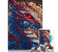 Puzzle per adulti 1000 puzzle drago in vetro colorato, tempo libero per ammazzare il tempo, ideale come regalo per tutta la famiglia dai 14 anni in su, 38x26cm