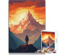 Puzzle per adulti 1000 puzzle Escursionista Tramonto Pixel Art Giochi educativi Vacanza a casa Passa il tempo Regali di compleanno Dimensioni 38x52cm