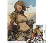 Puzzle per adulti 1000 puzzle Esploratore sorridente della terra desolata nel deserto post-apocalittico Giocattolo educativo Regalo di compleanno Gioco impossibile con poster abbinato e foglio di quiz