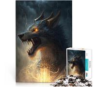 Puzzle per adulti 1000 puzzle Fenrir Lupo scatenato Fatto di legno,per età 14+ Giocattoli per la decorazione della casa Idee regalo。misurare:50x75cm/19.68x29.52pollice