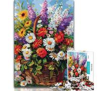 Puzzle per adulti 1000 puzzle Fiori nel cesto, attività divertenti per la famiglia a casa, regalo di compleanno, regali da viaggio (38x26cm)
