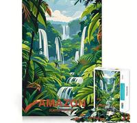 Puzzle per adulti 1000 puzzle Foresta amazzonica Cascata Ritaglio preciso Arte Concentrazione Gioco divertente Gioco di relax Decorazione natalizia da parete (38x52cm)