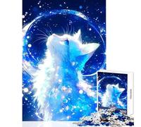 Puzzle per adulti 1000 puzzle Gatto celeste che osserva la luna Giocattolo educativo Regali per donne Uomini Giochi rilassanti Aiutano l'esercizio del cervello Dimensioni 38x52cm