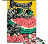 Puzzle per adulti 1000 puzzle Gatto che mangia anguria, giocattoli educativi ideali come regalo per tutta la famiglia dai 14 anni in su (dimensioni 50x75cm)