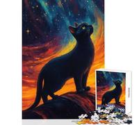 Puzzle per adulti 1000 puzzle Gatto nero che osserva le stelle Decorazione per la casa Giocattoli Regali di compleanno Giochi educativi Allena il tuo cervello e le tue mani dimensioni 38x52cm