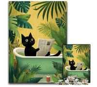 Puzzle per adulti 1000 puzzle Gatto nero nella vasca da bagno Puzzle giochi giocattoli regalo, migliora l'amore tra coppie per età 14+ 50X75CM