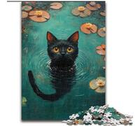 Puzzle per adulti 1000 puzzle Gatto nero nello stagno Giochi educativi Decorazione per la casa Gioco educativo per compleanno, Natale (dimensioni 26x38cm)