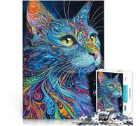 Puzzle per adulti 1000 puzzle Gatto psichedelico Fatto di cartone per 14+ Giochi educativi fai da te perché è ideale come regalo per tutta la famiglia misurare：38x52cm