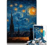 Puzzle per adulti 1000 puzzle Gatto sotto il cielo stellato, sfida difficile antistress, regali di Babbo Natale segreto per età dai 14 anni in su 38x26cm