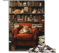 Puzzle per adulti 1000 puzzle Gatto sulla libreria, giocattoli educativi ideali come regalo per tutta la famiglia dai 14 anni in su (dimensioni 26x38cm)