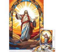 Puzzle per adulti 1000 puzzle Gesù Vetrate Giocattolo educativo Regalo per compleanni Giochi educativi Allena il tuo cervello e le tue mani Dimensioni 38x52cm