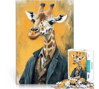 Puzzle per adulti 1000 puzzle Giraffa in abito Fatto di cartone per 14+ Antistress Sfida difficile Regalo di compleanno di Natale misurare:26x38cm/10.24 x 14.96pollice