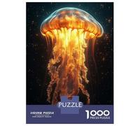 Puzzle Per Adulti 1000 Puzzle Glowing Jellyfish in Deep Space Puzzle Per Adulti Giochi Rilassanti Decorazione Perfetta Aiutano Ad Allenare Il Cervello 52x38cm/1000pcs