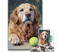 Puzzle per adulti 1000 puzzle Golden Retriever che gioca a tennis, attività divertenti per la famiglia a casa, regalo di compleanno, regali da viaggio (75x50cm)