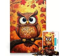 Puzzle per adulti 1000 Puzzle Gufo autunnale Dipinto Bordo pulito Gioco di logica Puzzle Gioco lento Divertente Scena natalizia Arte (50x75cm)